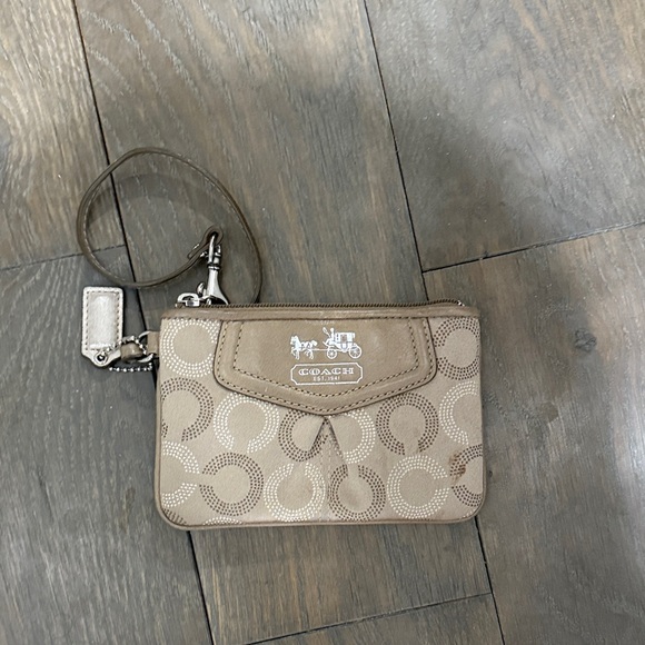 Coach Accessories - Coach Beige Wristlet with Logo Pattern
